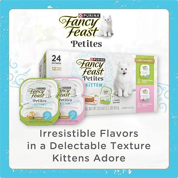 FANCY FEAST PURINA PETITES KITTEN TENDER PATE GOURMET WET KITTEN FOOD VARIETY PACK – 12 CT. TUB