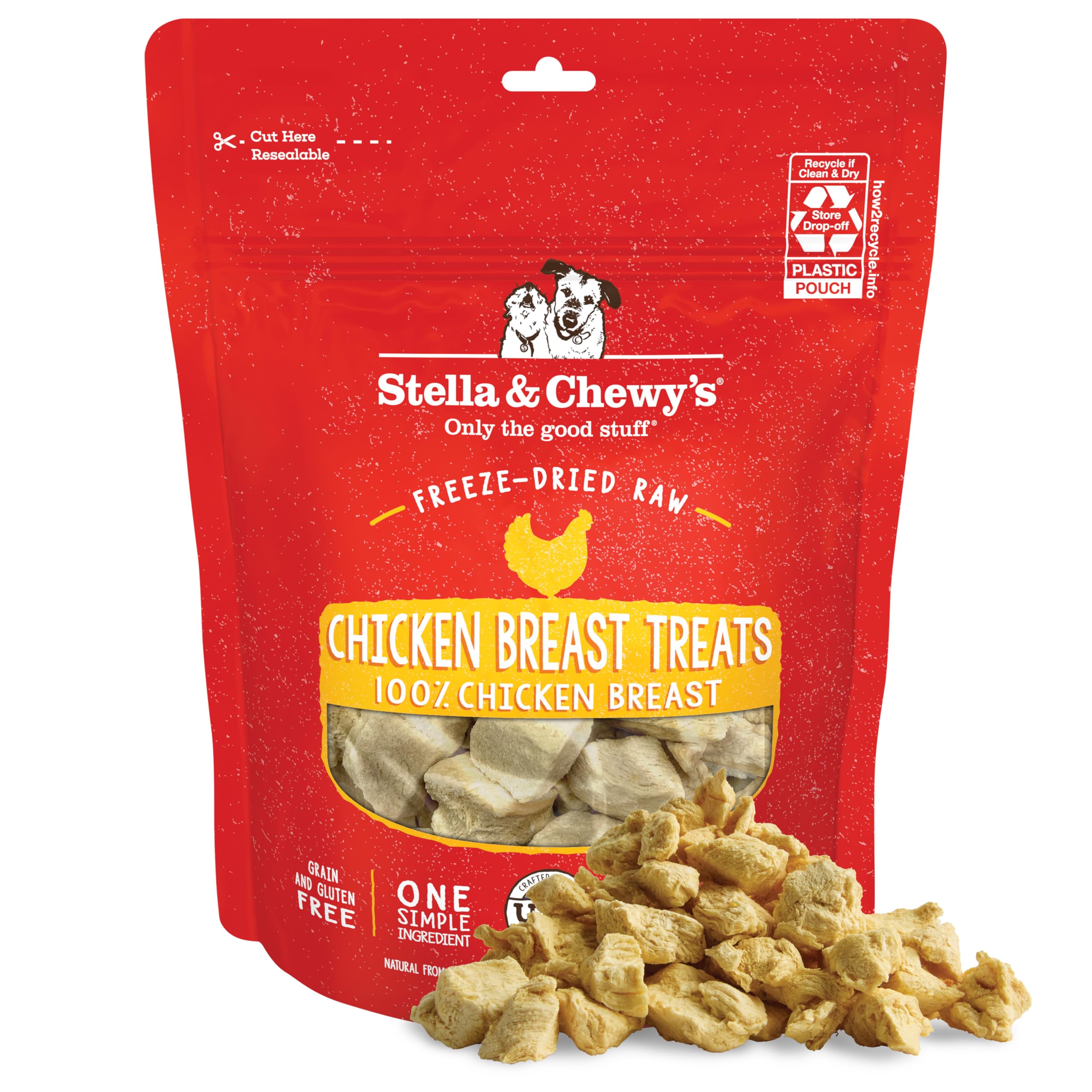 Stella & Chewy's Freeze-Dried Raw Single Ingredient Chicken Breast Treats, 2.75 oz. Bag