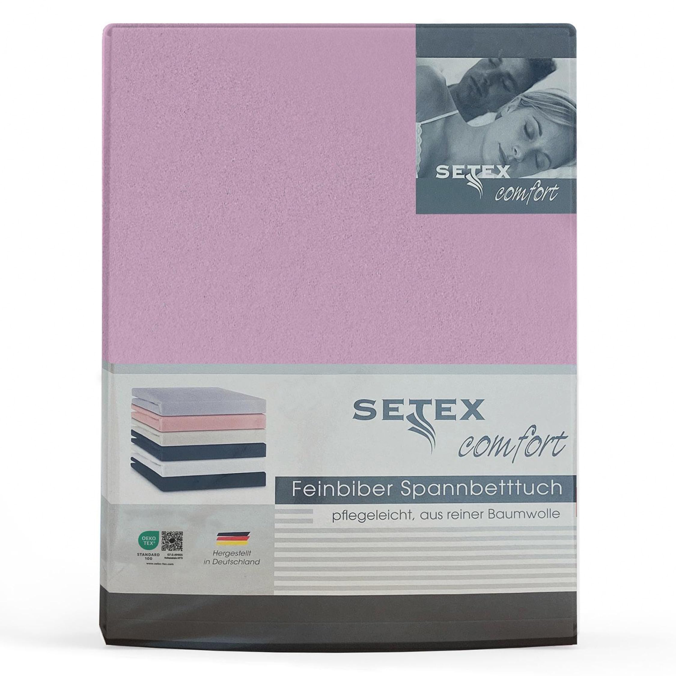 Setex - Flannelette Bed Sheet with Elastic Band Cuddly Soft - Flannelette Fitted Sheet Made of 100% Cotton with All-Round Elastic Band - Bed Sheet 180 x 200 cm Lilac