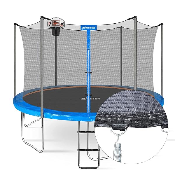 12 FT TRAMPOLINE REPLACEMENT SAFETY ENCLOSURE NET FOR 6 STRAIGHT POLES ROUND FRAME TRAMPOLINES, BREATHABLE AND WEATHER-RESISTANT WITH ADJUSTABLE STRAPS(NET ONLY)