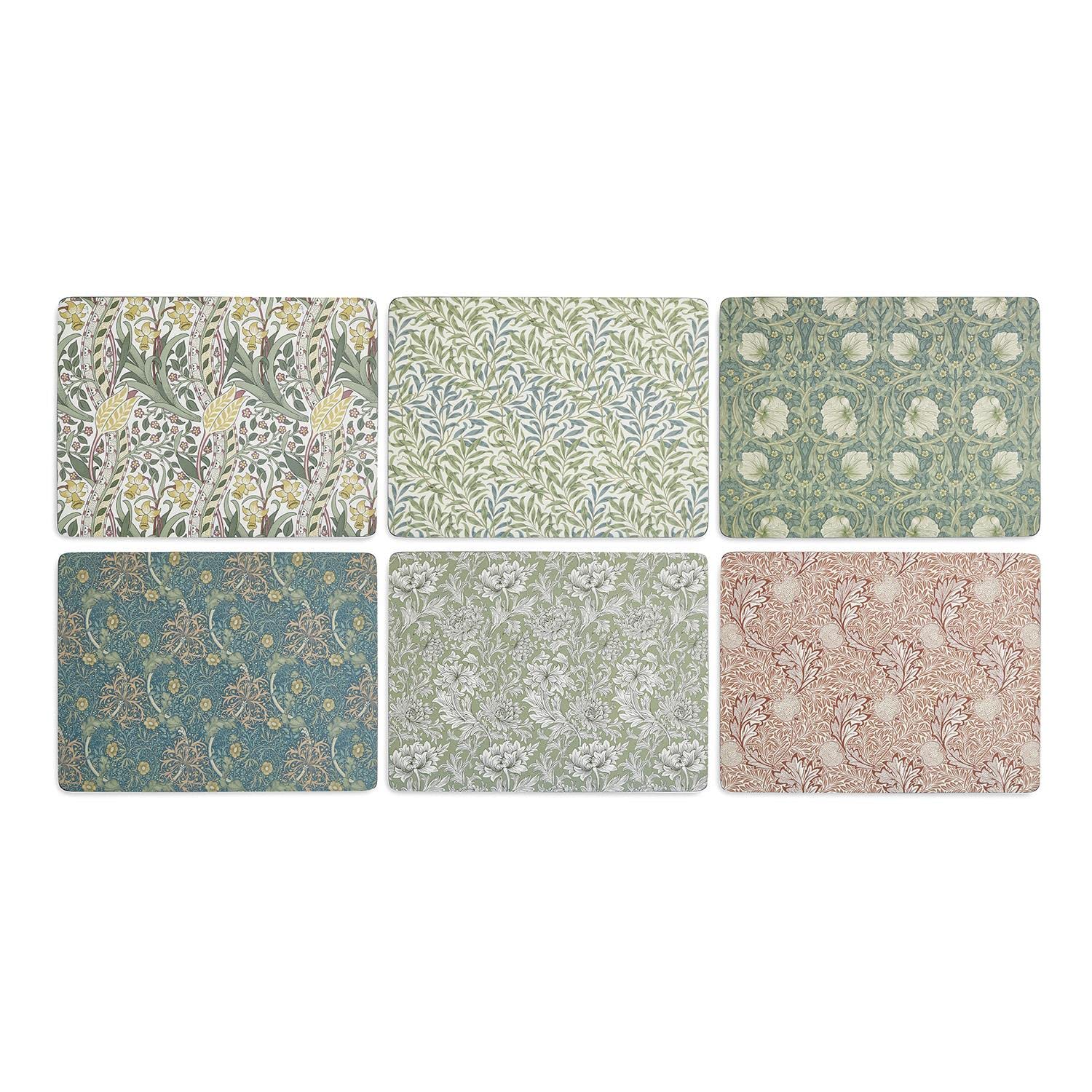 Pimpernel x Spode Morris & Co. Set of 6 Floral Cork-Backed Placemats - Multi-Colour Table Mats, Gift Boxed and Designed to Protect Against Heat and Stains, Perfect for Dining and Entertaining