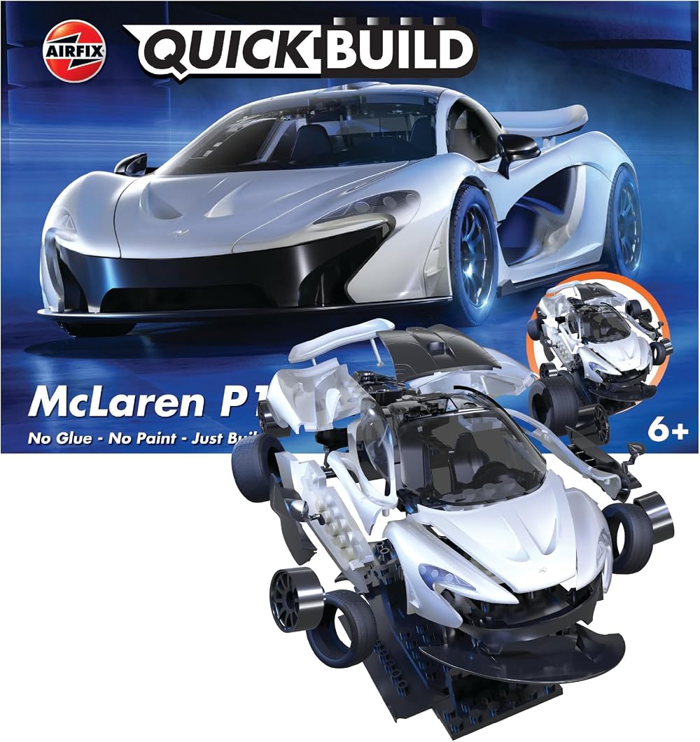 Airfix QuickBuild McLaren P1 White Car Kit No Glue 6+ Kids Model