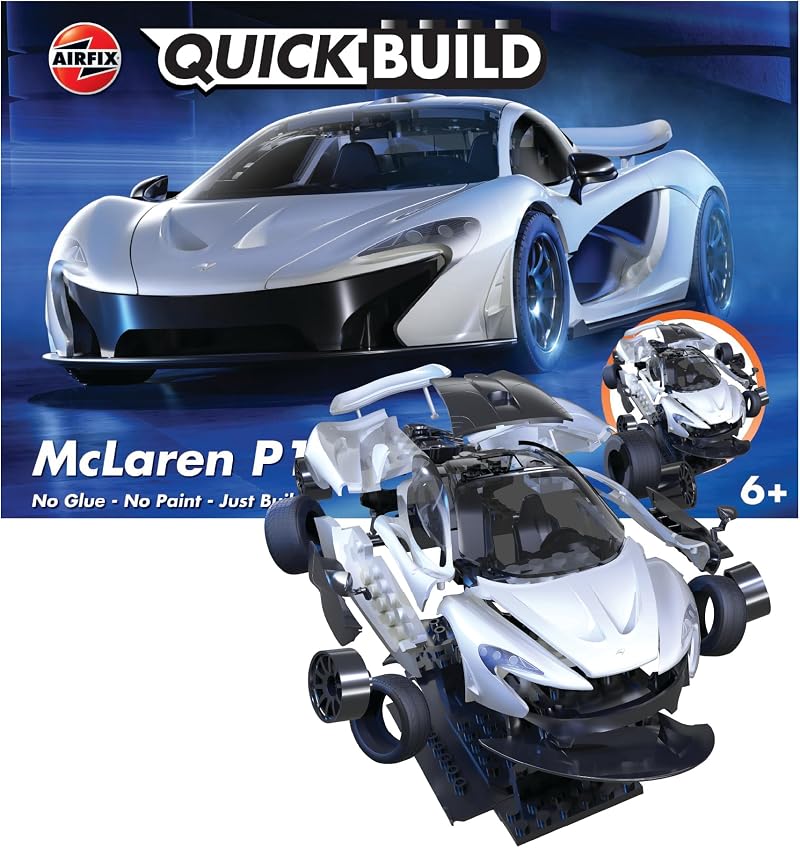 Airfix QuickBuild McLaren P1 White Car Kit No Glue 6+ Kids Model