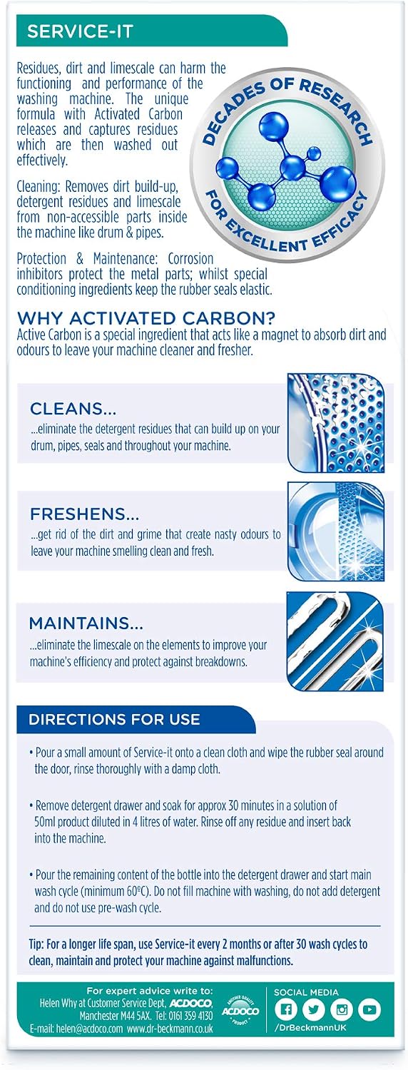 Dr. Beckmann Service-it Washing Machine Cleaner, 250 ml (Pack of 3) - Image 3