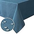H.VERSAILTEX Linen Textured Table Cloths Rectangle 60 x 104 Inch Premium Solid Tablecloth Spill-Proof Waterproof Table Cover for Dining Buffet Extra Soft and Thick Fabric Wrinkle Free, Ink Blue