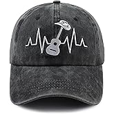 Country Music Guitar Heart Beat Hat for Men Women, Classic Embroidered Guitar Decor Musicians Baseball Cap