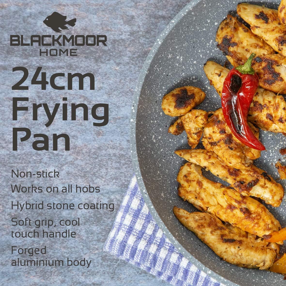 Blackmoor 67109 Non-Stick Anti-Scratch Frying Pan, Grey 24cm, Aluminium, Grau - Image 4