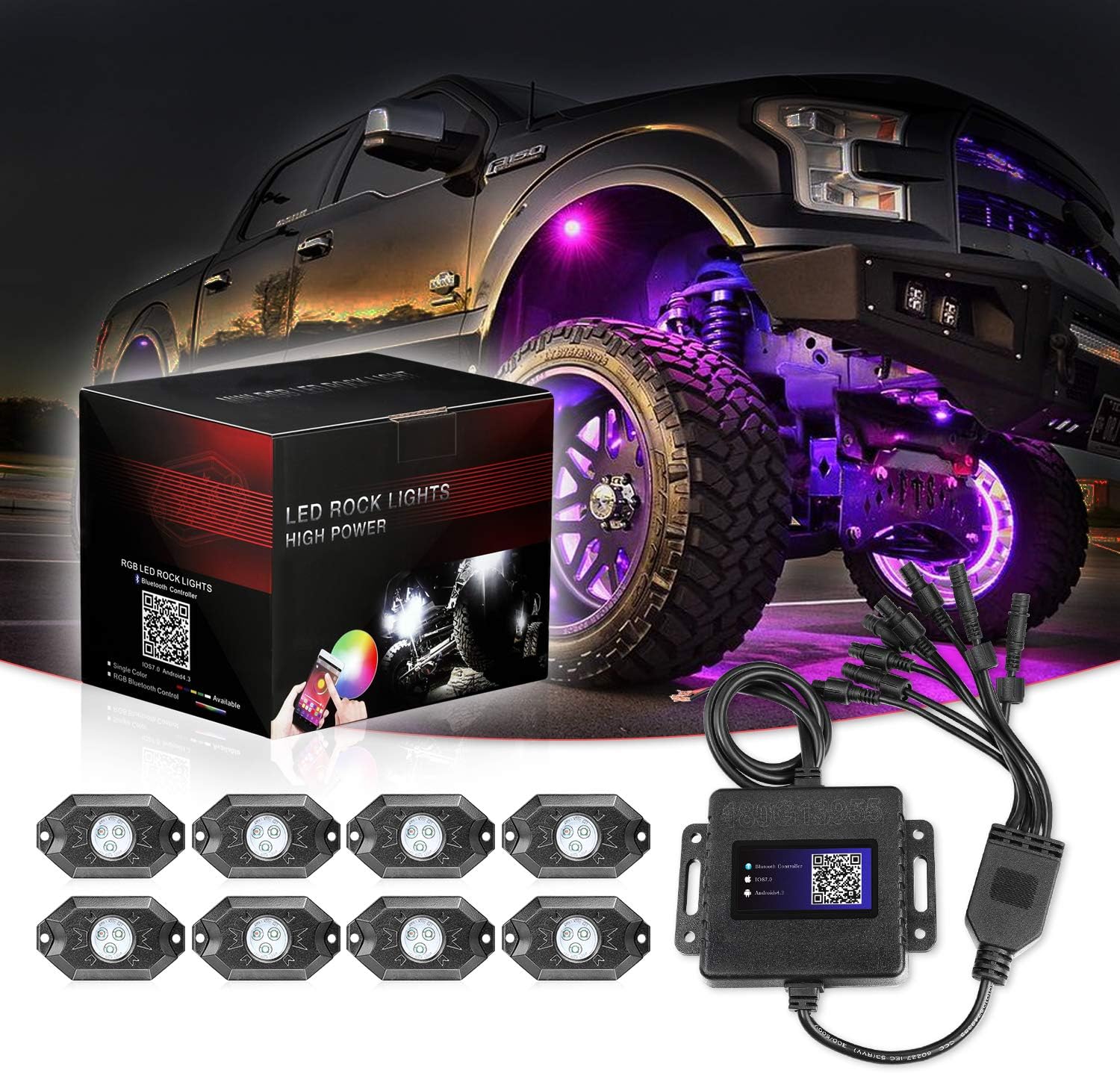 RGB LED Rock Lights 6 Pod Lights SWATOW 4x4 Multicolor Neon LED Lights