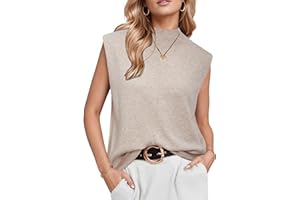 Arach&Cloz Women 2026 Spring Cashmere Blended Sweater Vest Mock Neck Sleeveless Business Casual Knit Tops