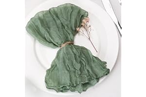 Dololoo Cheesecloth Napkins Set of 6, 20 x 20 Inch Gauze Dinner Cloth Napkins, Handmade Square Rustic Table Napkins for Parties Weddings Event Family Dinner Boho Boho Decoration, Sage Green