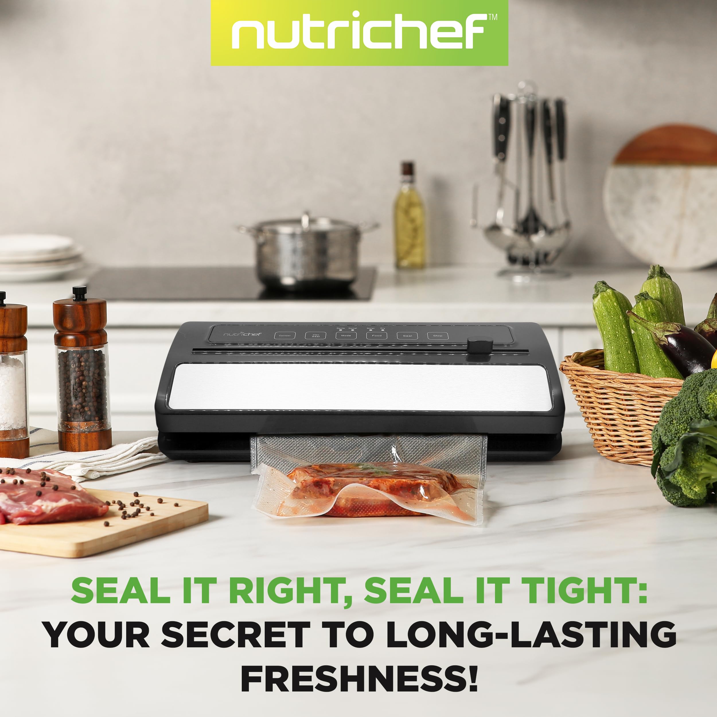 NutriChef Vacuum Sealer Automatic Vacuum Air Sealing System For Food
