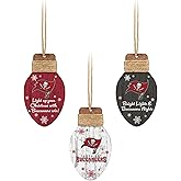 FOCO Tampa Bay Buccaneers NFL 3 Pack Wooden Holiday Lights Ornament Set