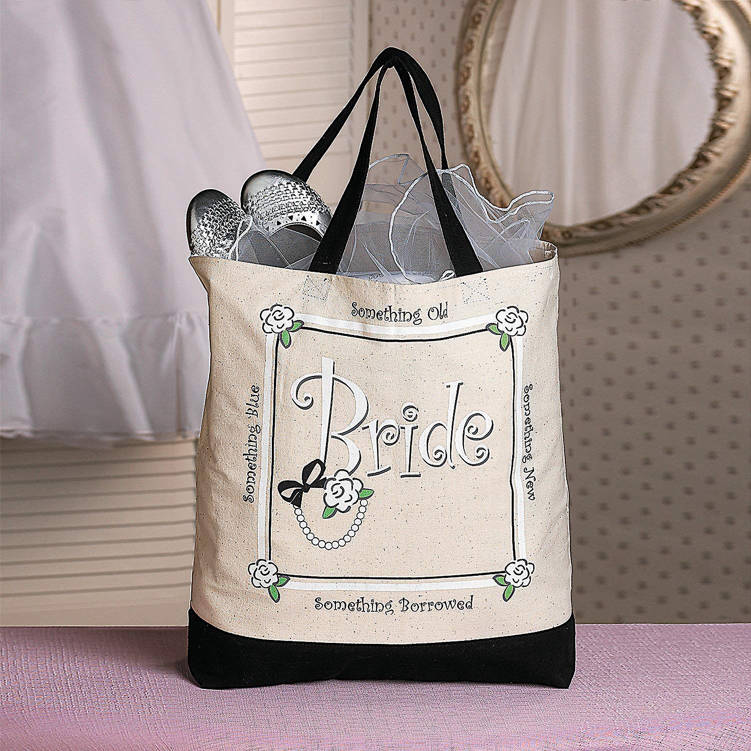 Fun Express - (XL Bride Tote Bag for Wedding - Apparel Accessories - Totes - Novelty Totes - Wedding - 1 Piece