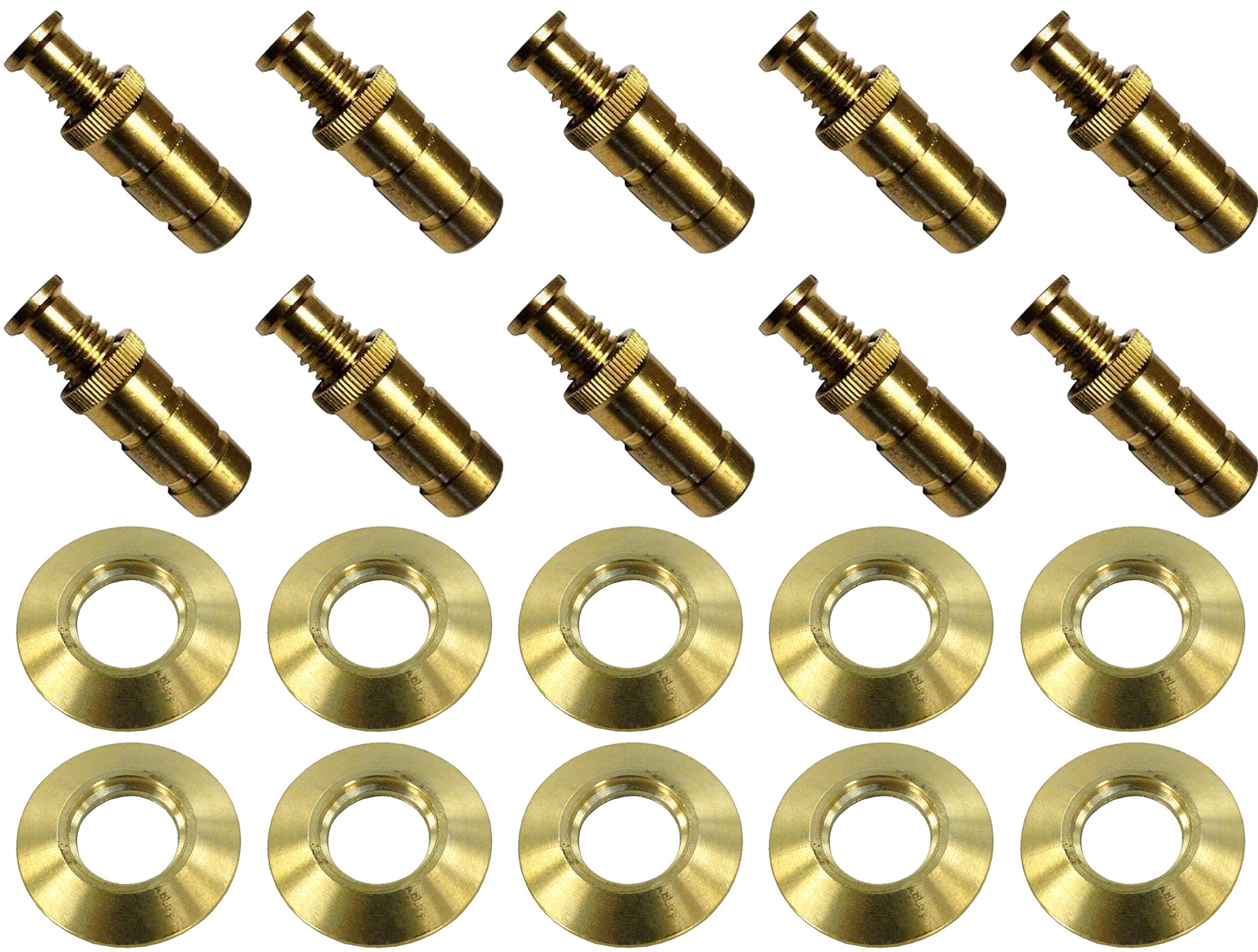 Poolzilla Pool Safety Cover Brass Anchors with Beauty Collar Discs - 10 Pack - Universal Fit