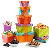 Broadway Basketeers Fun Filled Birthday Gift Basket, Savory Snacks &amp; Sweet | Happy birthday snack boxes with cookies, popcorn, and candy for women, mom, sister, and coworkers.