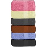 QUBA LINEN 100% Cotton Hand Towel Set – Soft, Absorbent Towels for Bathroom, Kitchen & Gym Use – Durable, Reusable & Machine Washable Towels - Multi-Color, 16 x 28 Inches, Pack of 6