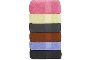 QUBA LINEN 100% Cotton Washcloth Set – Ultra Soft, Light-Weight, Highly Absorbent, (Multi Color (16x28) Towels – Pack of 6 Face Cloths for Bathroom, Baby, Gym, Spa & Travel Use