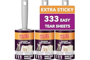 MEIQIHOME Lint Rollers for Pet Hair, 333 Sheets Value Set with 3 Upgraded Handles, Portable Lint Remover for Clothes, Furniture, Carpet, and Pet Hair Removal, Ideal for Dog & Cat Hair