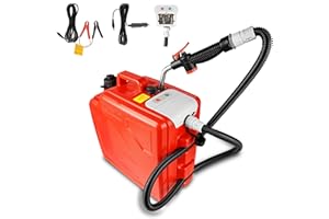 YOHOME 5 Gallon Gas Can Pump with Included Tank - Multi-Power (DC/Battery/CIG/AA) 3.8GPM Fuel Transfer Pump, 51" Hose & Nozzle, for Gasoline/Diesel/Kerosene/DEF/Antifreeze, Ready-to-Use