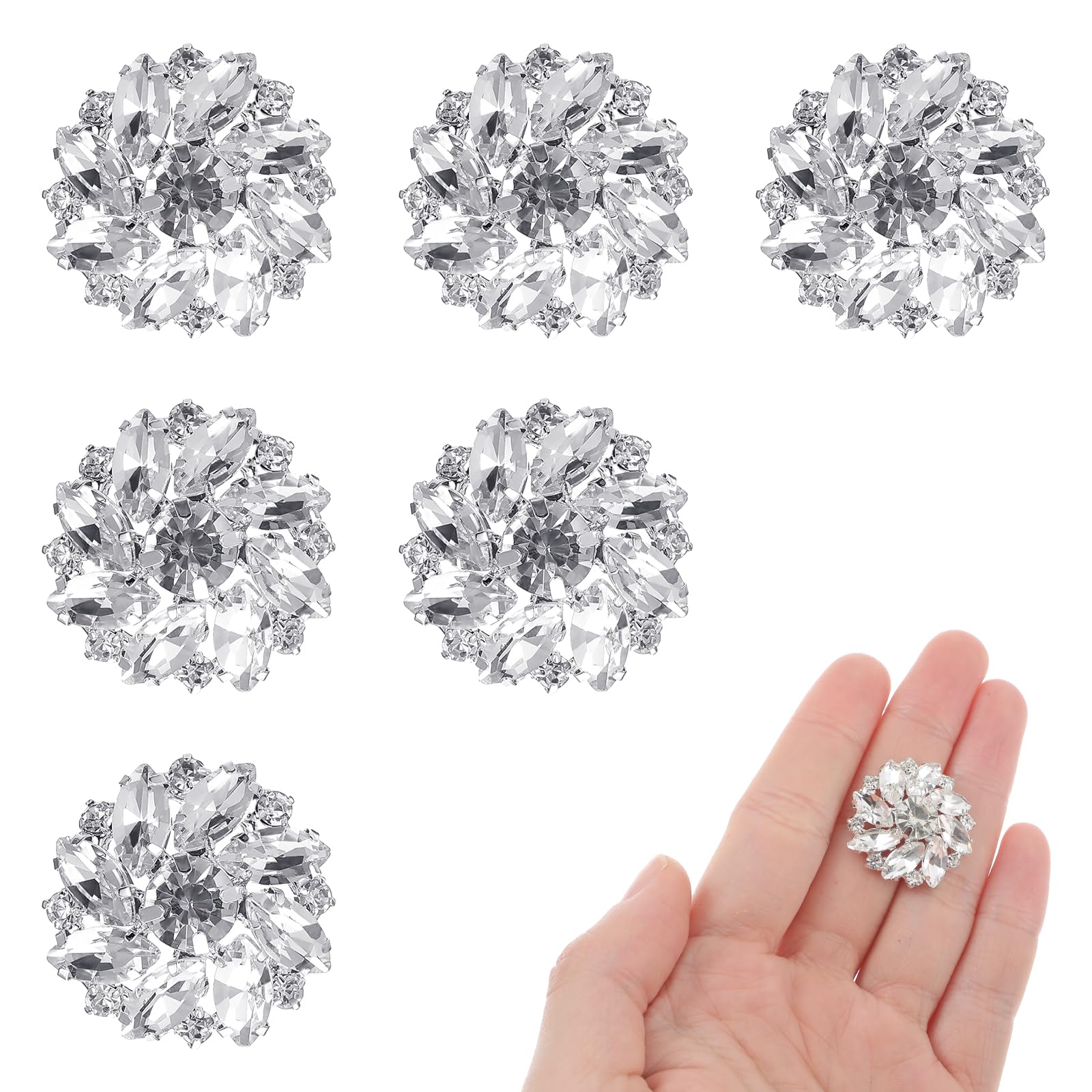 Photo 1 of ***MISSING PARTS***
6 PCS Rhinestone Buttons, 26.5 Mm Crystal Buttons Silver Snowflake Fashion Metal Button for Sewing Flower Rhinestone Button Covers for DIY Crafts Jewelry Making Flower Bouquet Accessories