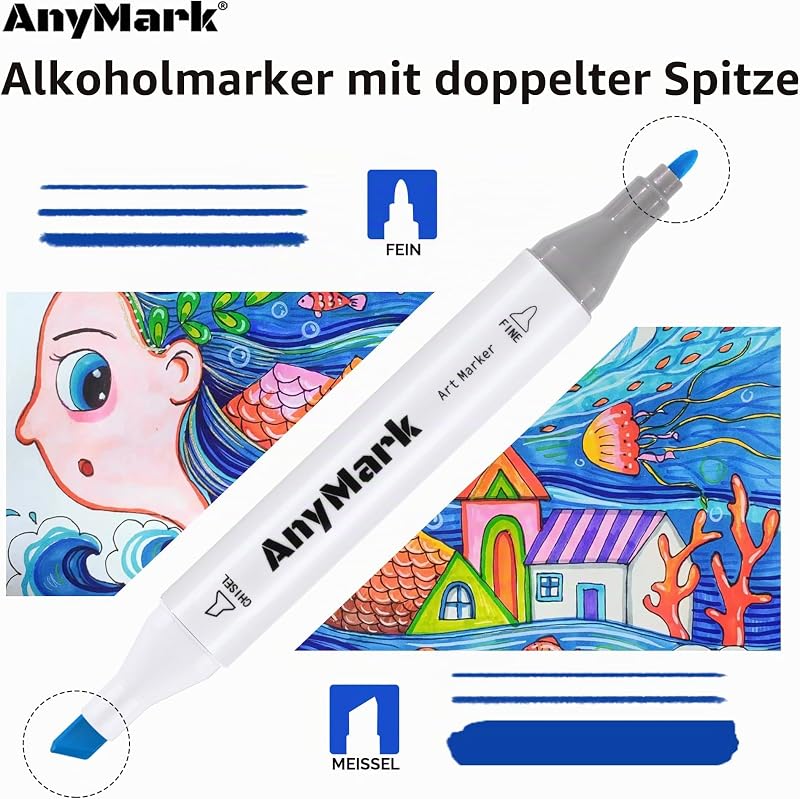 Alkohol Marker, 100 Farben Doppelspitze Alcohol Marker — Foto 2 von 7