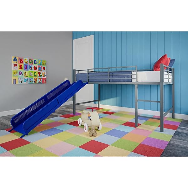 Junior Loft Bed With Slide And Princess Castle Curtains Set DHP