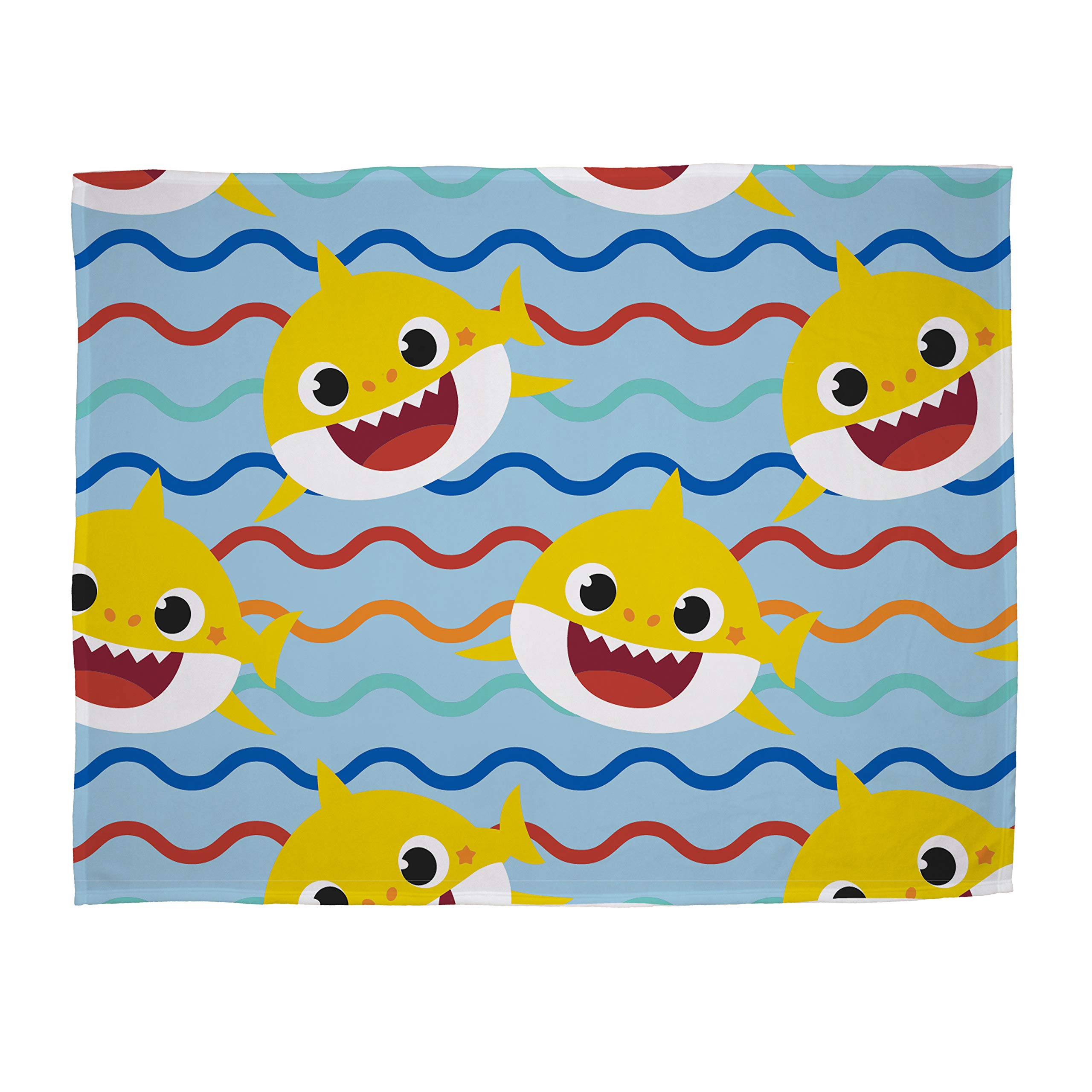 Character World Baby Shark Official Fleece Throw | Rainbow Design Super Soft Blanket | Featuring The Full Shark Family Perfect For Any Bedroom