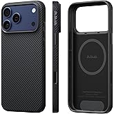 pitaka for iPhone 17 Pro Max Case 6.9" with Camera Control Button, Tough Yet Elegant, Compatible with MagSafe, Aramid UltraGuard - Black/Grey(Twill)
