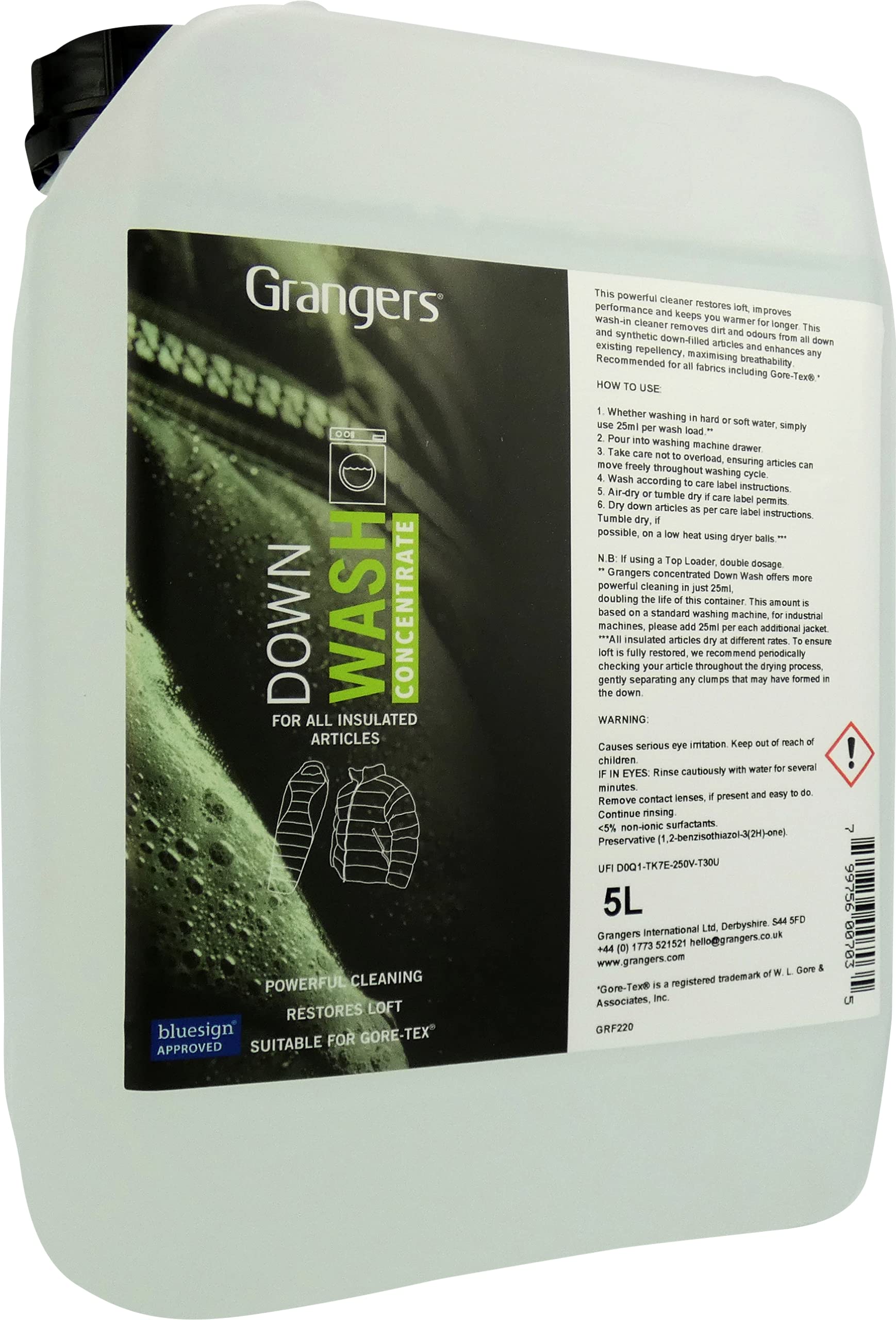 Grangers Down Wash | 5 Litre | Cleans, Refreshes and Restores the Loft and Appearance of All Down and Synthetic Down