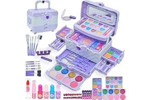 MRABBITOO Kids Makeup Kit for Girl - Kids Makeup Kit Toys for Girls,Play Real Makeup Girls Toys,Washable Make Up for Little Girls,Non Toxic Toddlers Cosmetic for Children Age 3-12 Years Old,Teen (Light Purple)