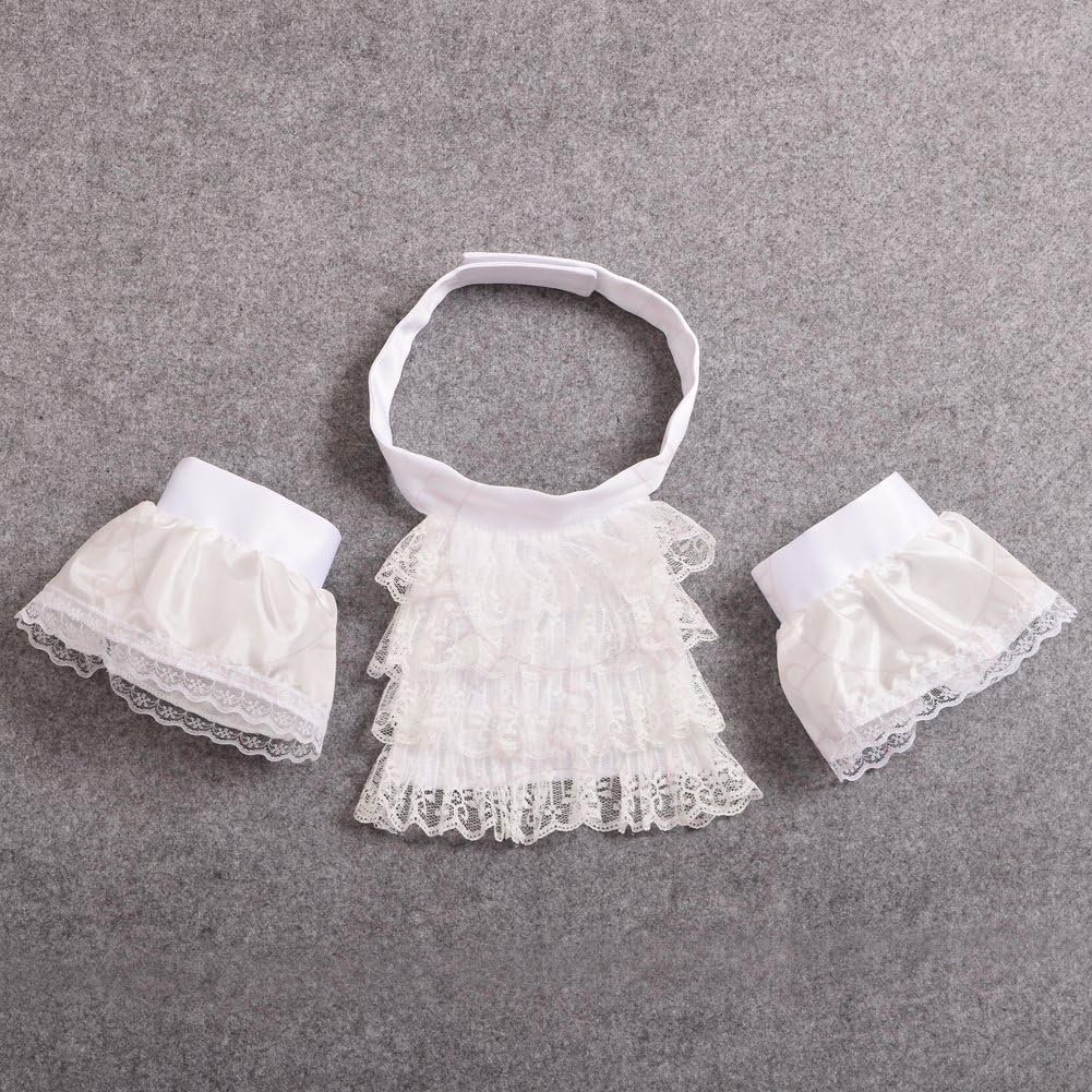 BLESSUME Lace White Jabot Cuffs, M, Little White Jabot Cuffs Set - Image 4