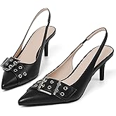 Eteridrey Kitten Heels for Women Pointed Close Toe Elastic Slingback Heel Comfortable Sexy Pumps Party Office Dress Shoes