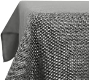 Deconovo Outdoor Tischdecke Abwaschbar Gartentischdecke Wetterfest Wasserabweisende Tischwäsche Lotuseffekt Tischdecken Leinenoptik Rechteckig Tischtuch für Esszimmer Küche, 130x160 cm, Grau, 1 Stück
