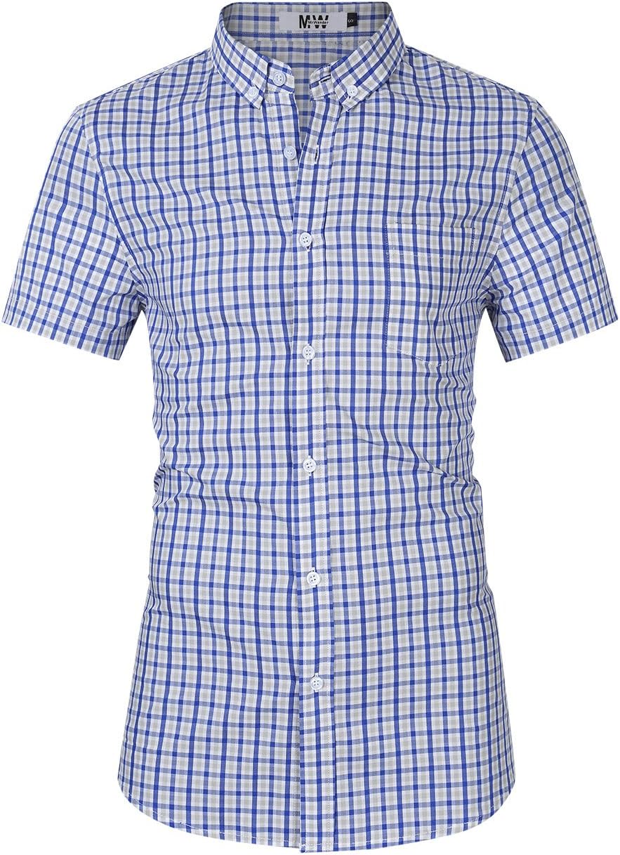 MrWonder Men's Casual Slim Fit Plaid Shirt Button Down Dress Shirts for German Bavarian Oktoberfest and Lederhosen