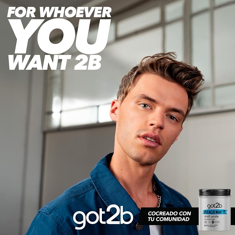 Got2b - cera beach matt setting, com efeito fosco, fixação média, não pegajosa, 100 ml