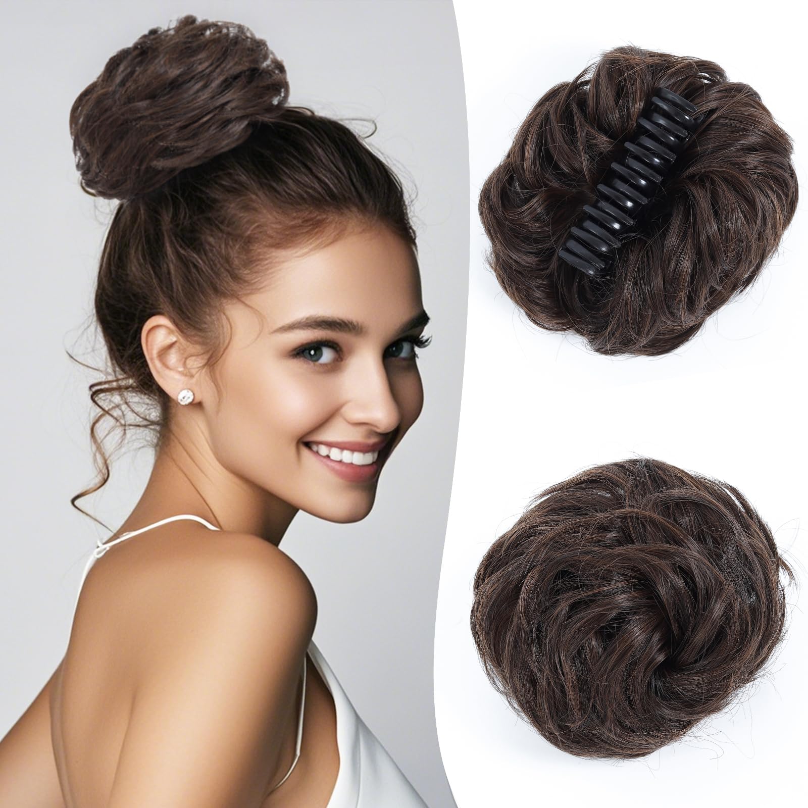 Photo 1 of Cesomeey Messy Bun Hair Piece, Wavy Claw Clip Messy Bun Hair Clip, Synthetic Fake Buns Hairs Extensions, Soft hairs buns Hairpieces for Women Daily Wear (M2/30#, 1 Count (Pack of 1))