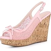 Allegra K Women's Lace Platform Wedges Wedge Heel Sandals