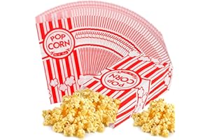SUPWISER 200 Pcs Popcorn Bags, 1 Oz Movie Night Paper Popcorn Bags Bulk Individual Servings for Popcorn Machine Kitchen Party Movie Theater, Carnival Party, Decorations Supplies