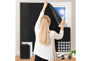 100% Blackout Blinds for Bedroom, Portable DIY Window Blinds, No Drill Window Shades & Blackout Curtain with Stickers & Tabs 