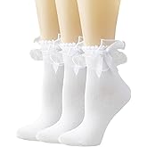 DONBIQI Women Lace Socks Ruffle with Bow, Cute Princess Lolita socks