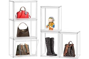 EDS FAM 10 Pack X-Large Acrylic Display Case, Clear Closet Organizers and Storage Size 14 Clear Shoe Box Sneaker Display Case with Magnetic Lid Multipurpose Storage Bin for Bag, Figure, Plant, Collectibles