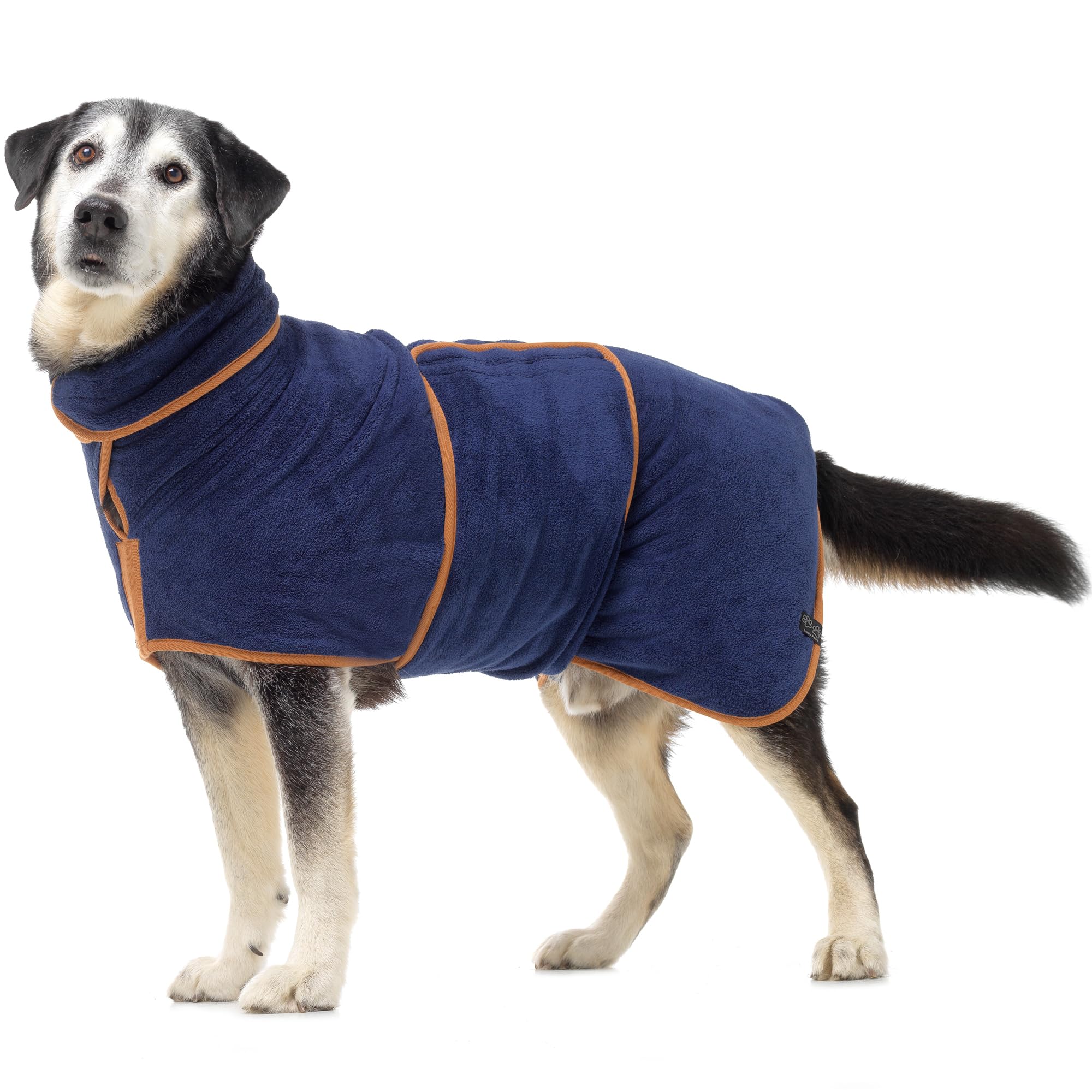 Lucky Paws® UK Dog Drying Coat - Luxurious Double Layer Dog Towel Robe - Dry Your Dogs in Minutes - Ultra Absorbent Drying Robe & Super Soft Dressing Gown (XXS, French Navy)