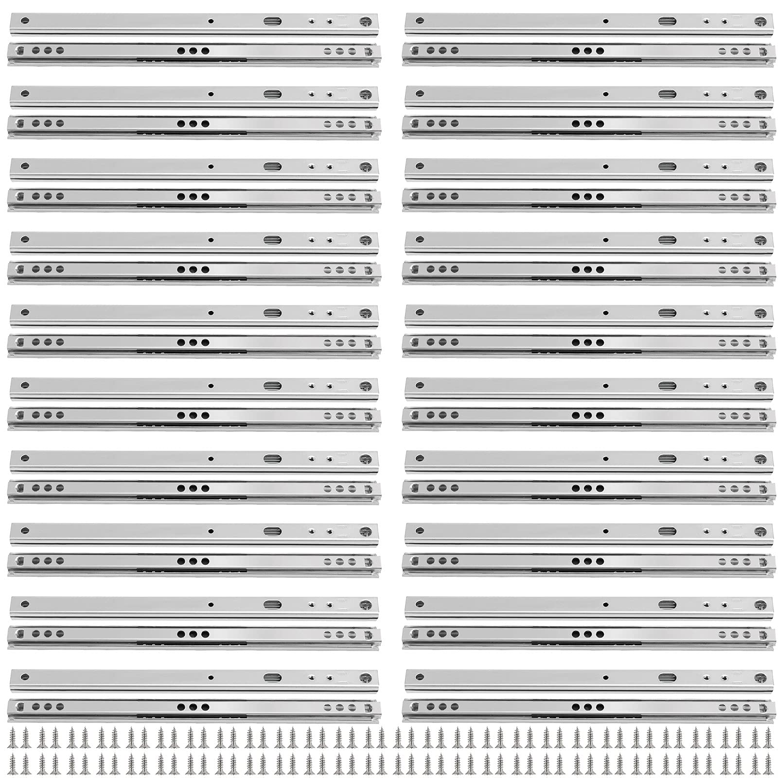 Photo 1 of 10 Pairs of 10 Inch Full Extension Drawer Slide,JEUIHAU Ball Bearing Side Mount Soft Close Drawer Slides, 2 Way Slide Track Rail, Ball Bearing Runners for Drawer