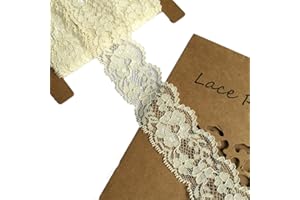 LUMKET Lace Realm 1.5 inch Wide Ivory Stretch Floral Pattern Lace Ribbon Trim for Sewing, Gift Package Wrapping, Floral Designing & Crafts-10 Yards (3601 Ivory)