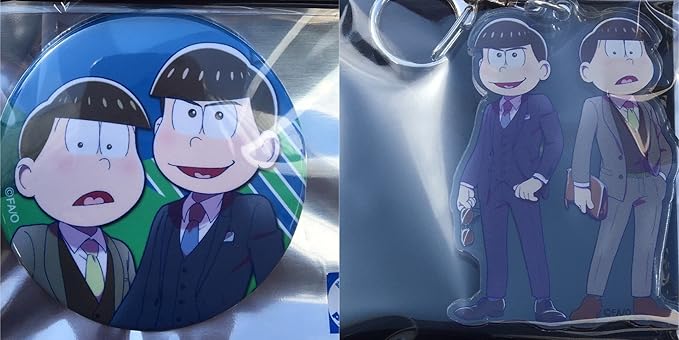 Amazon Co Jp おそ松さん X プロント秋葉原 第二弾 イタリアの伊達男 ペア缶バッジコレクション ペアアクリルキーホルダーコレクション カラ松 チョロ松 水陸松 2点セット ホビー 通販