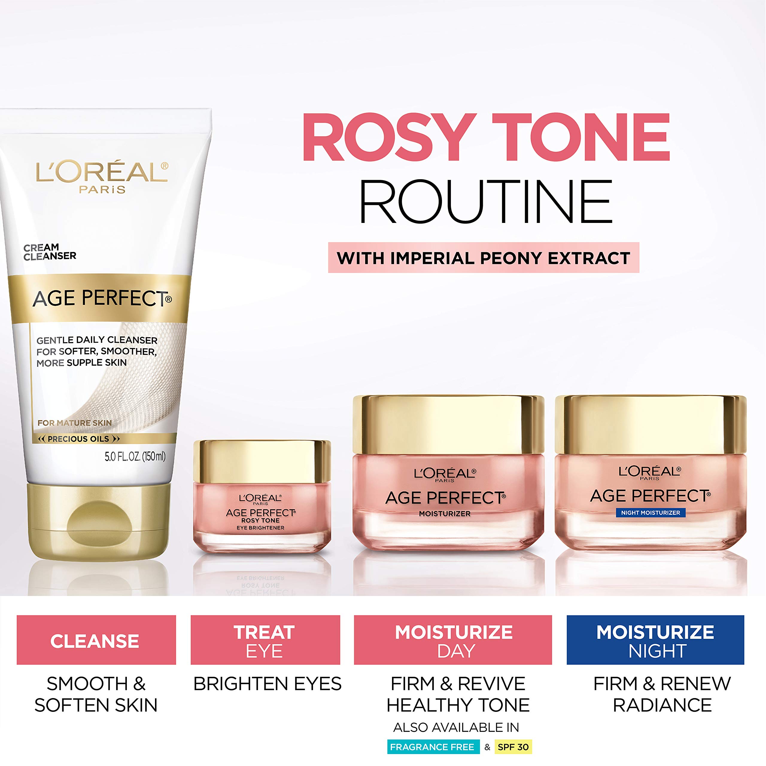 L'Oreal Paris Skincare Age Perfect Rosy Tone Face Moisturizer with LHA and Imperial Peony, Anti-Aging Day Cream for Face, Non-greasy, 2.55 oz, Packaging May Vary