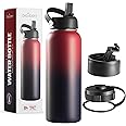 Brewberry Stainless Steel Insulated Water Bottle and Travel Mug for Hot and Cold Beverages, Wide Mouth, Double Wall Insulated Hydration Sports Water Bottle for Hiking, Biking, Outdoor, 32 OZ BPA Free