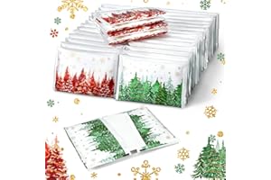 Fourluoo 50 Pack Christmas Tree Pocket Tissues Individual Packs Bulk 3 Ply Green and Red Xmas Tree Wallet Travel Facial Tissues for Christmas Party Supplies