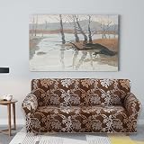 Teynewer 1-Piece Fit Stretch Sofa Cover Brown Pattern 1 Seater view 2