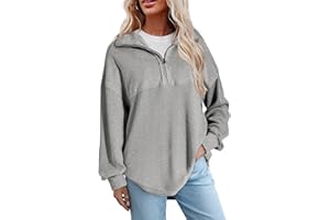 SHEWIN Womens Fall Sweatshirt Casual Waffle Knit Half Zip Pullover Loose Long Sleeve Tops